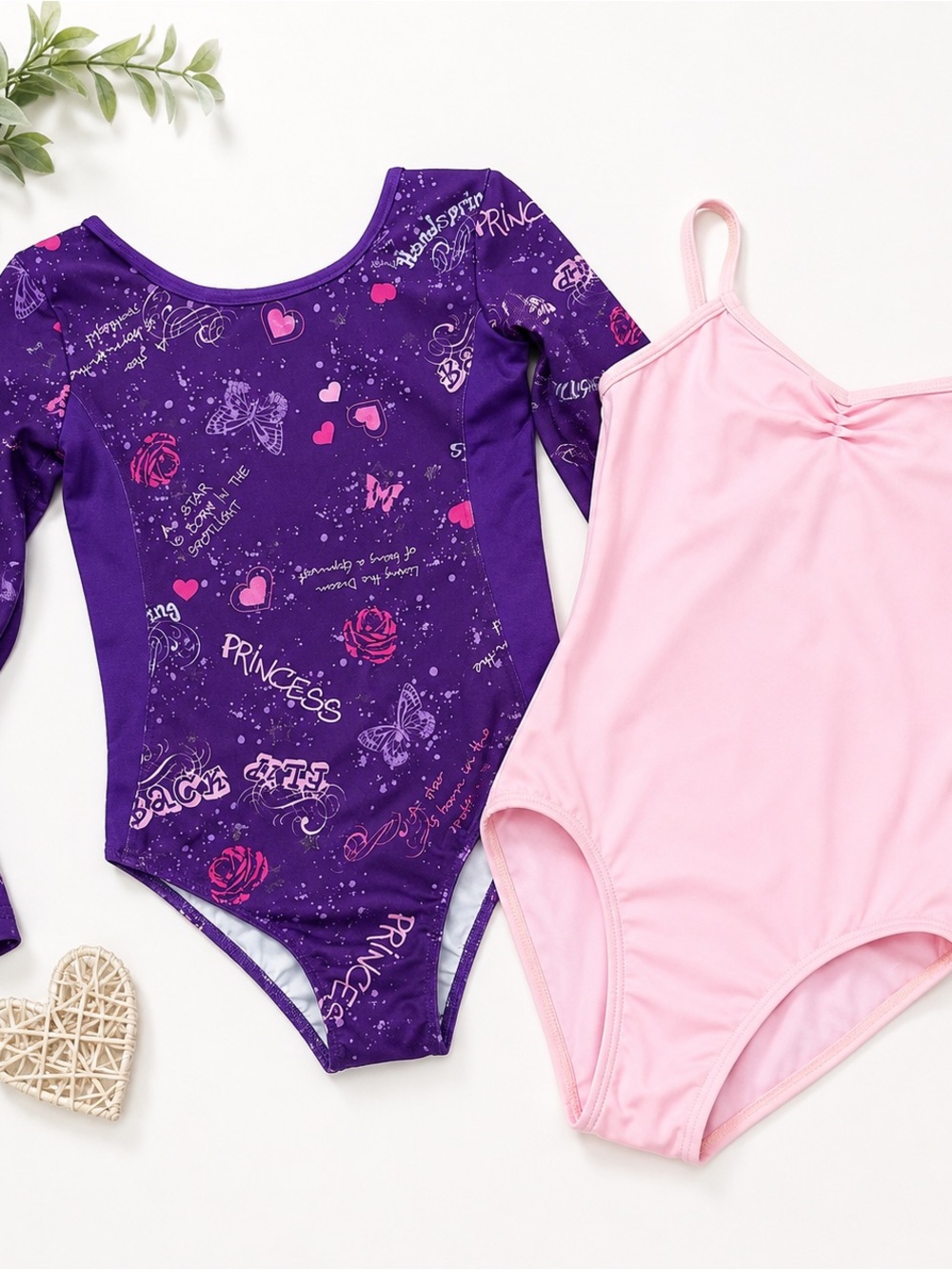 Danskin Now & Balera Girls Dance Leotard Bundle Purple Pink Size 7/8 MC